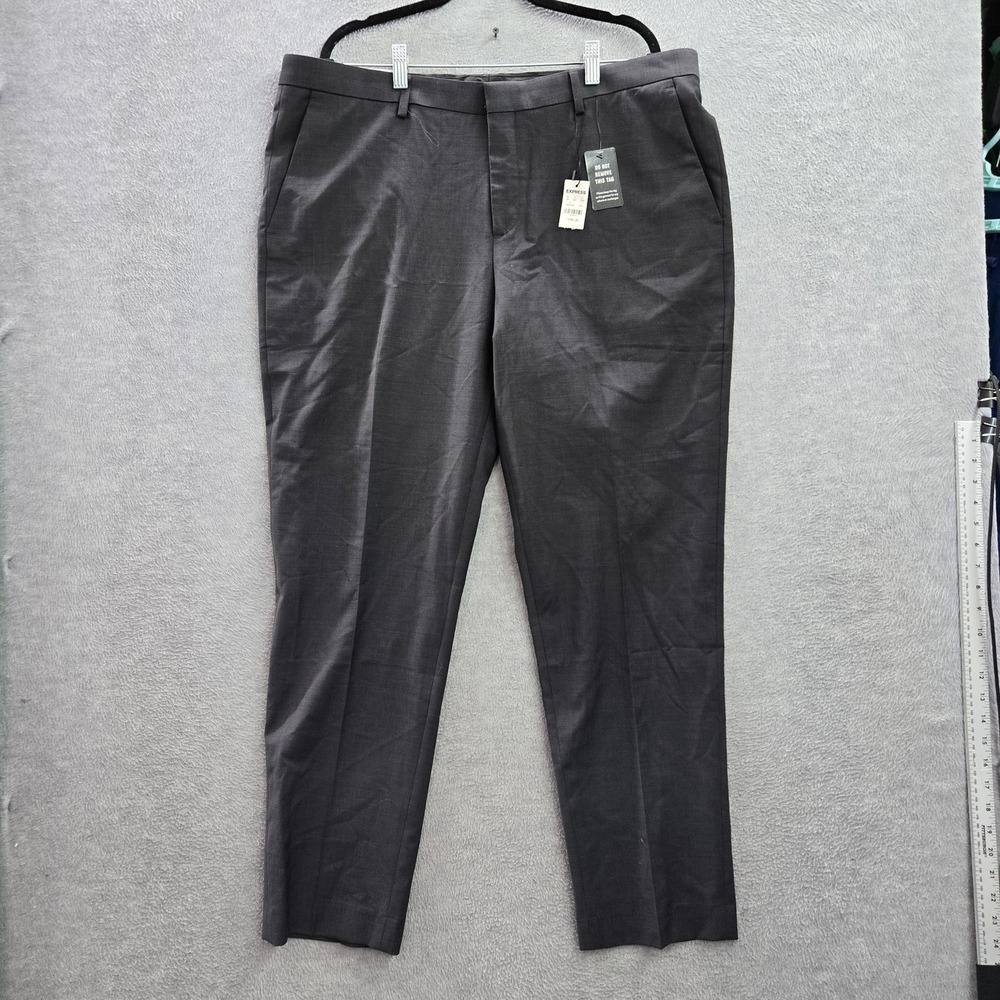 Express Men Pants 38X32 Charcoal Polyester Wool Dress Pants 32" Inseam NWT